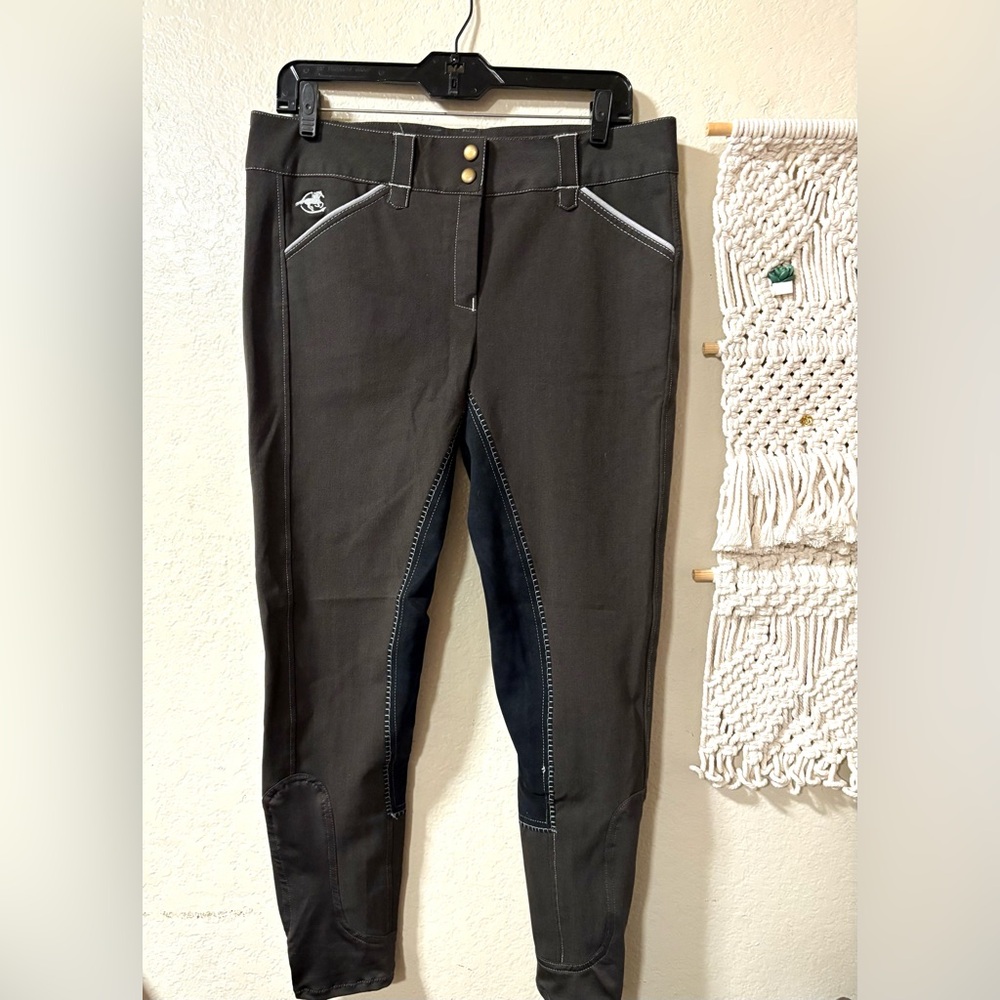 Piper Women's Dark Brown Horseback Riding Jeans with White Stitching